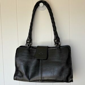 Patricia Nash Rienzo Black Leather Handbag Satchel Shoulder Bag